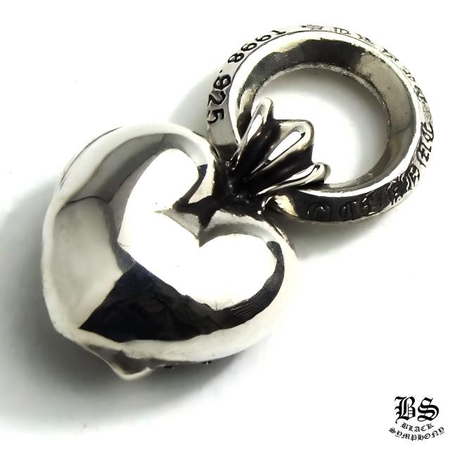 CHROME HEARTS Heart Charm with Pave Black Diamonds | 925 Silver