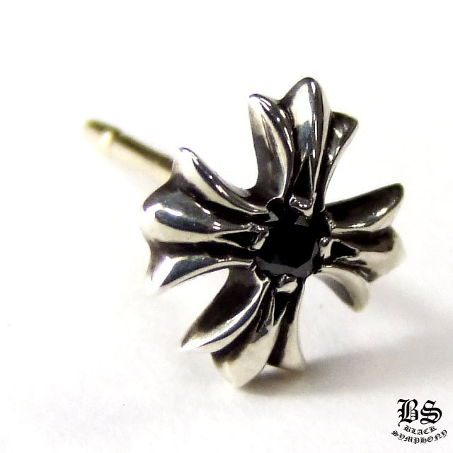 クロムハーツ CHプラススタッドピアスwithブラックダイヤモンド