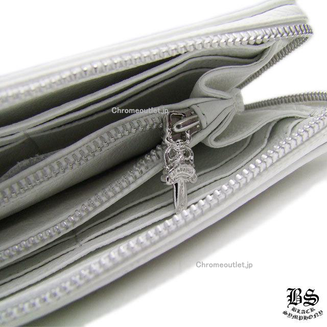 クロムハーツ REC F ジップ #2 レザー 3セメタリークロスパッチ ウォレットホワイト