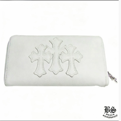 クロムハーツ REC F ジップ #2 レザー 3セメタリークロスパッチ ウォレットホワイト