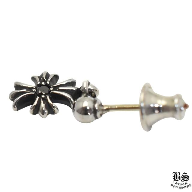 クロムハーツ タイニーE CHプラスドロップイヤリングwithブラックダイヤモンド(ピアス)