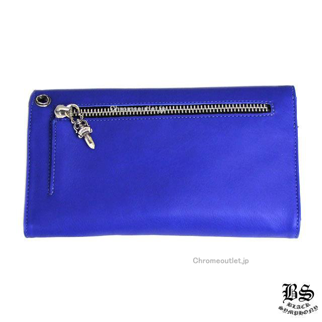 クロムハーツ ウェーブウォレット クロスボタン ロイヤルブルー ソフトレザー