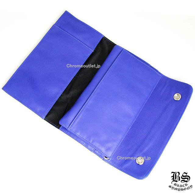 クロムハーツ ウェーブウォレット クロスボタン ロイヤルブルー ソフトレザー