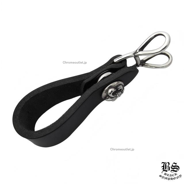 クロムハーツ Wベルトループ BSフレアボタン ブラック レザー