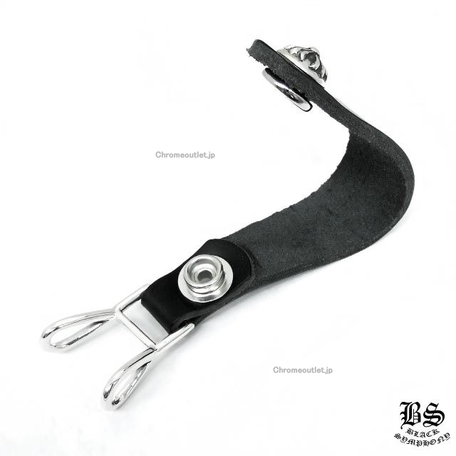 クロムハーツ Wベルトループ クロスボタン ブラックレザー