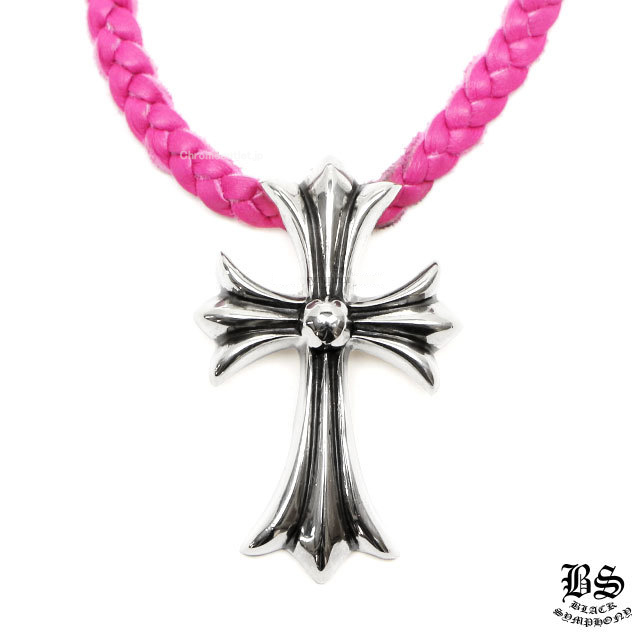 クロムハーツ CHクロスペンダント スモールピンクレザーwithボロチップ