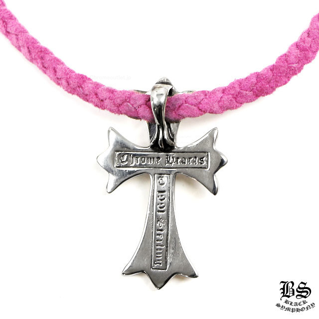 クロムハーツ CHクロスペンダント スモールピンクレザーwithボロチップ