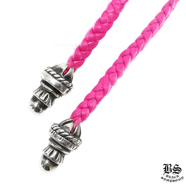 クロムハーツ CHクロスペンダント スモールピンクレザーwithボロチップ