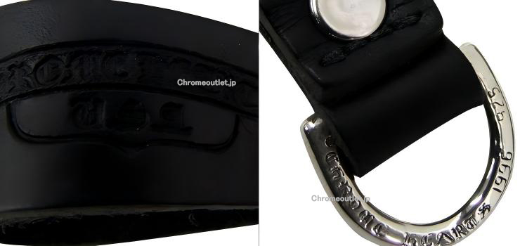 CHROME HEARTS Dキーリング クロス ボタン ブラック レザー 925