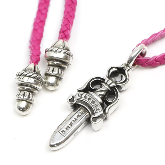 CHROME HEARTS クロムハーツ ダブルダガーペンダントピンクレザーwith