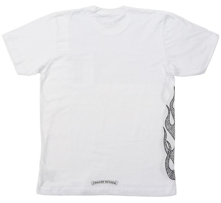 クロムハーツ Tシャツ CHプラス ファイヤーパターン ホワイト