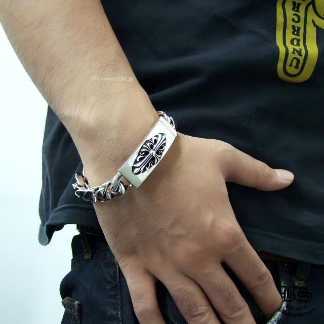 クロムハーツ フローラルクロスIDブレスレットクラシックチェーンシルバー 925 CHROME HEARTS クロムハーツ フローラルクロスIDブレスレット