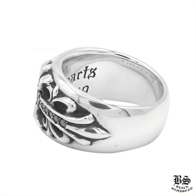 クロムハーツ フローラル クロスリング with パヴェブラックダイヤモンド