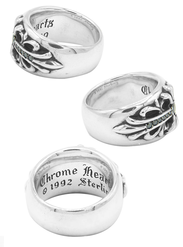 CHROME HEARTS クロムハーツ フローラル クロスリング with パヴェ