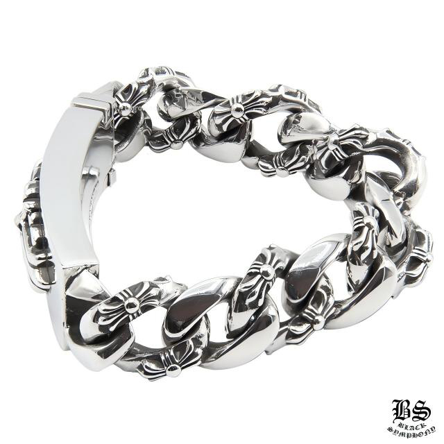 Chrome Hearts シルバー ロゴプレート 約7cm 極美品 CHROME HEARTS クロムハーツ ダイス&クロスボール ブレスレット