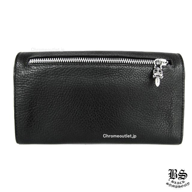クロムハーツ ロングウォレット クロスボタン ブラックレザー