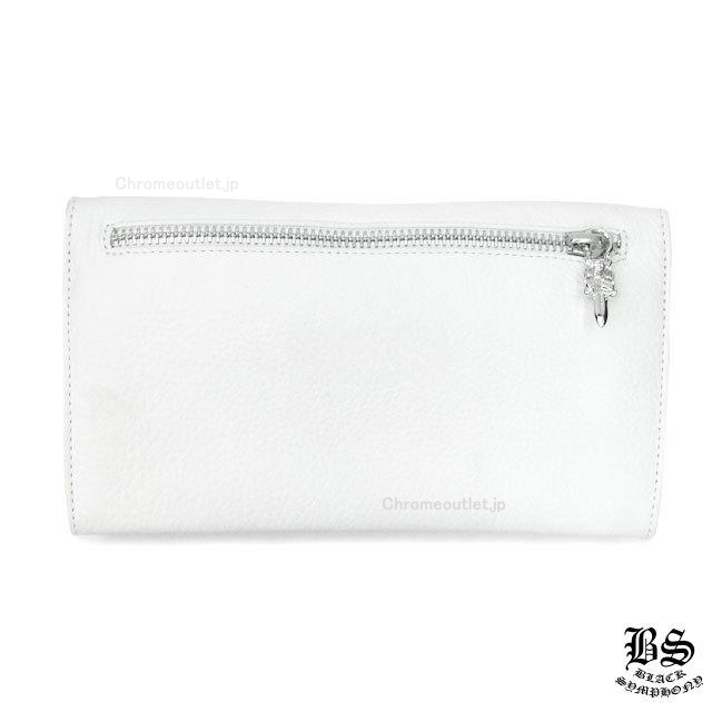 クロムハーツ ロングウォレット クロスボタン ホワイトレザー
