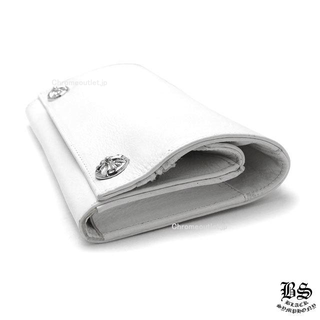クロムハーツ ロングウォレット クロスボタン ホワイトレザー
