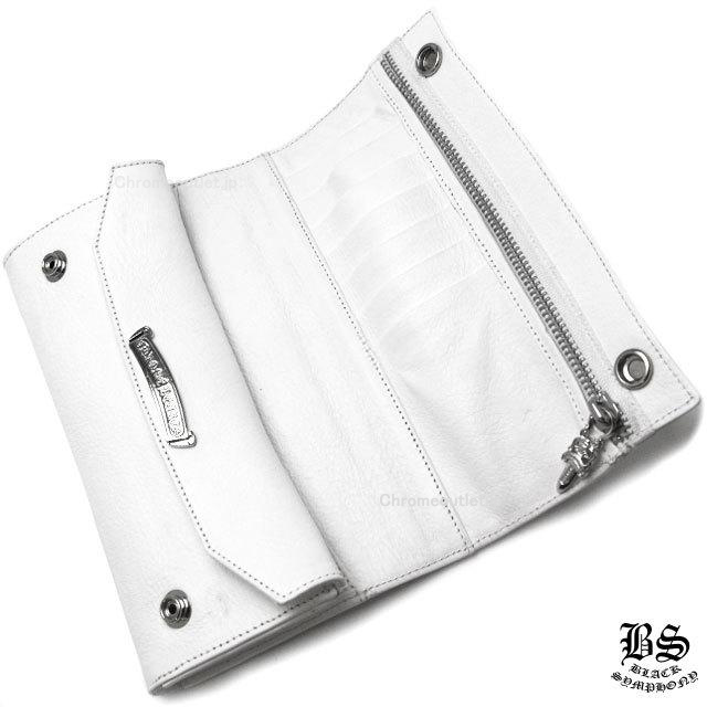 クロムハーツ ロングウォレット クロスボタン ホワイトレザー