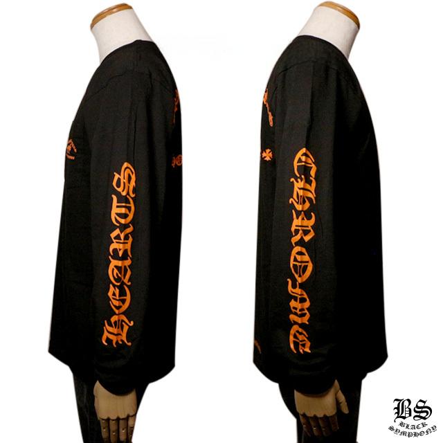 クロムハーツ ロングTシャツ オレンジ セメタリークロス ブラック