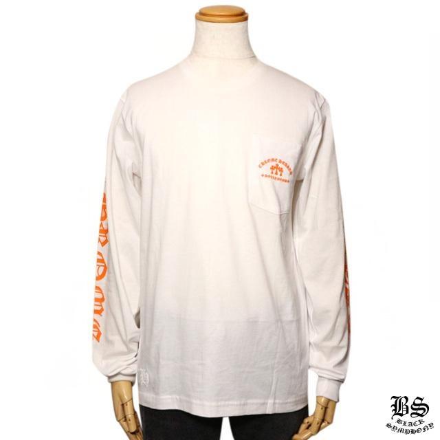 クロムハーツ ロングTシャツ オレンジ セメタリークロス ホワイト