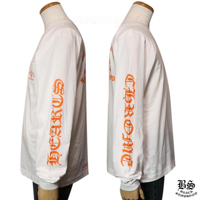 クロムハーツ ロングTシャツ オレンジ セメタリークロス ホワイト