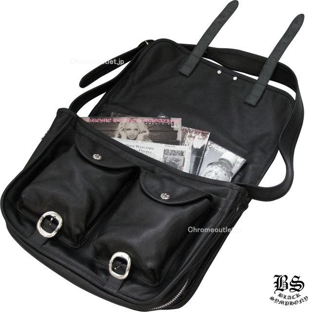 クロムハーツ ソフト ショルダー バッグ ブラックレザー ラージ