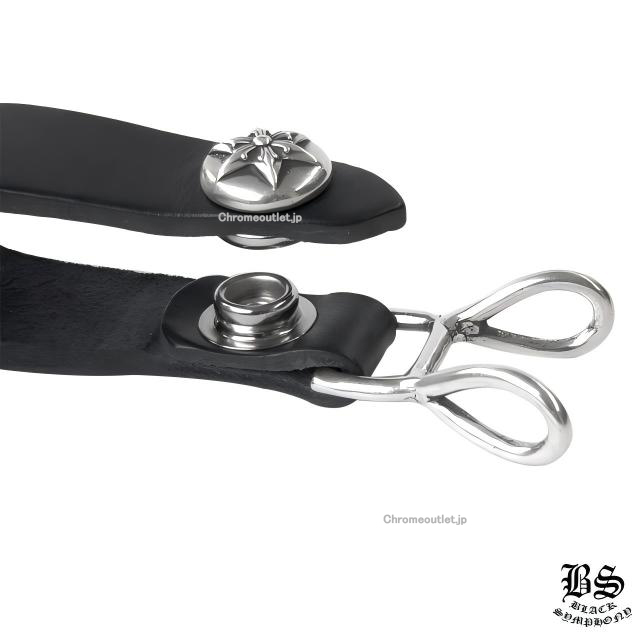 クロムハーツ Wベルトループ スターボタン ブラック レザー