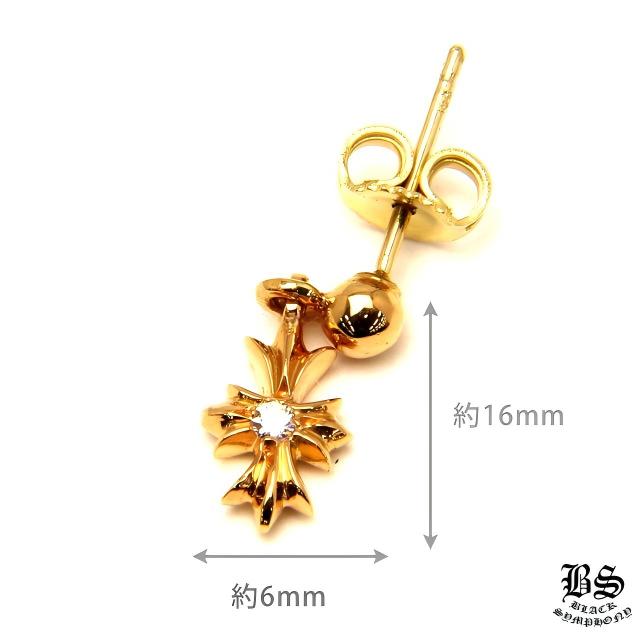 CHROME HEARTS Tiny E CH Plus Drop Earrings 22K Gold with Diamonds