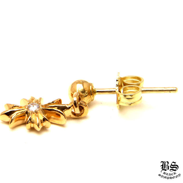 クロムハーツ タイニーE CHプラスドロップイヤリング 22Kゴールド withダイヤモンド(ピアス)