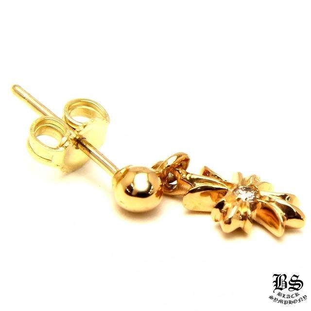 クロムハーツ タイニーE CHプラスドロップイヤリング 22Kゴールド withダイヤモンド(ピアス)