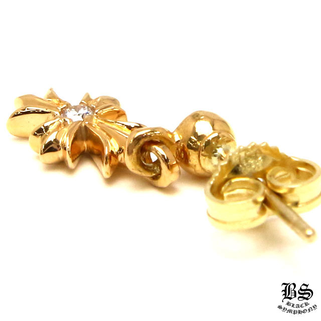 クロムハーツ タイニーE CHプラスドロップイヤリング 22Kゴールド withダイヤモンド(ピアス)