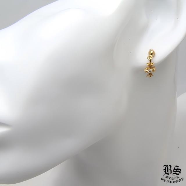 クロムハーツ タイニーE CHプラスドロップイヤリング 22Kゴールド withダイヤモンド(ピアス)