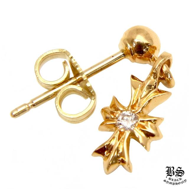 クロムハーツ タイニーE CHプラスドロップイヤリング 22Kゴールド withダイヤモンド(ピアス)