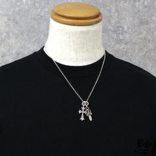 CHROME HEARTS Tiny CH Cross Charm & Dagger Charm #5 & Roll Chain