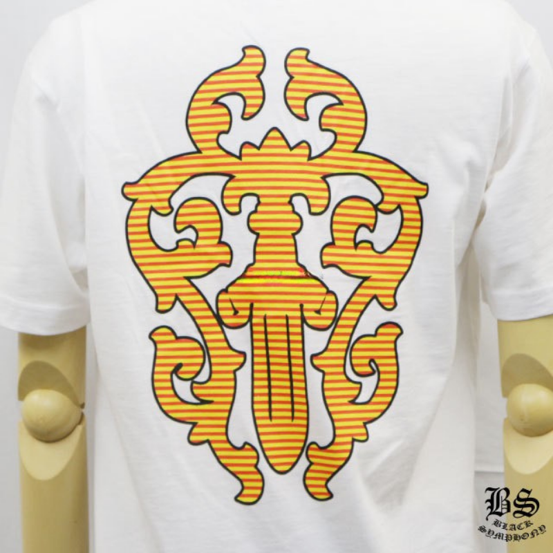 クロムハーツ Tシャツ ヘアリーダガー ヤイクスストライプ ホワイト