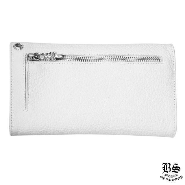 クロムハーツ ウェーブウォレット クロスボタン ホワイトレザー