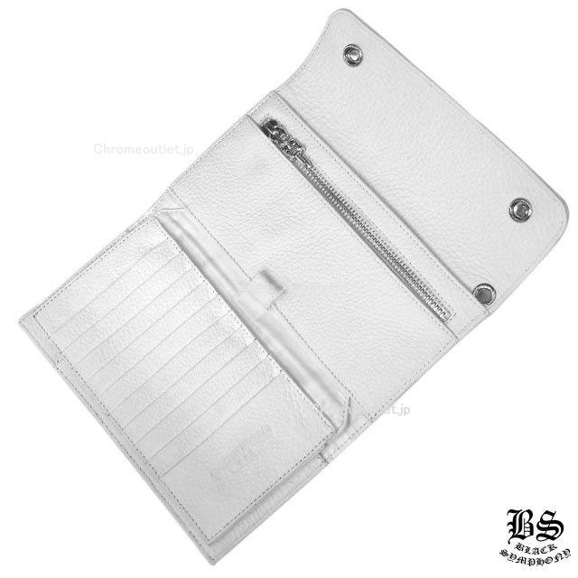 クロムハーツ ウェーブウォレット クロスボタン ホワイトレザー
