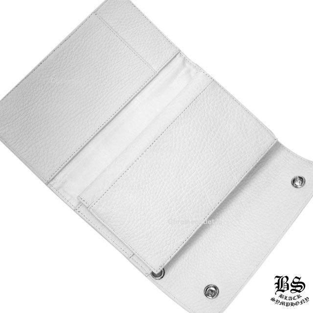 クロムハーツ ウェーブウォレット クロスボタン ホワイトレザー