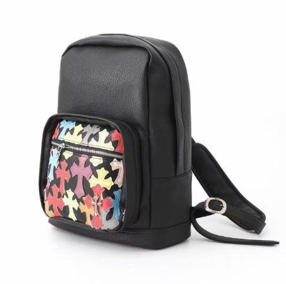 CHROME HEARTS クロムハーツ 7TH GRADE セメタリークロスマルチパッチレザーバックパック ブラック