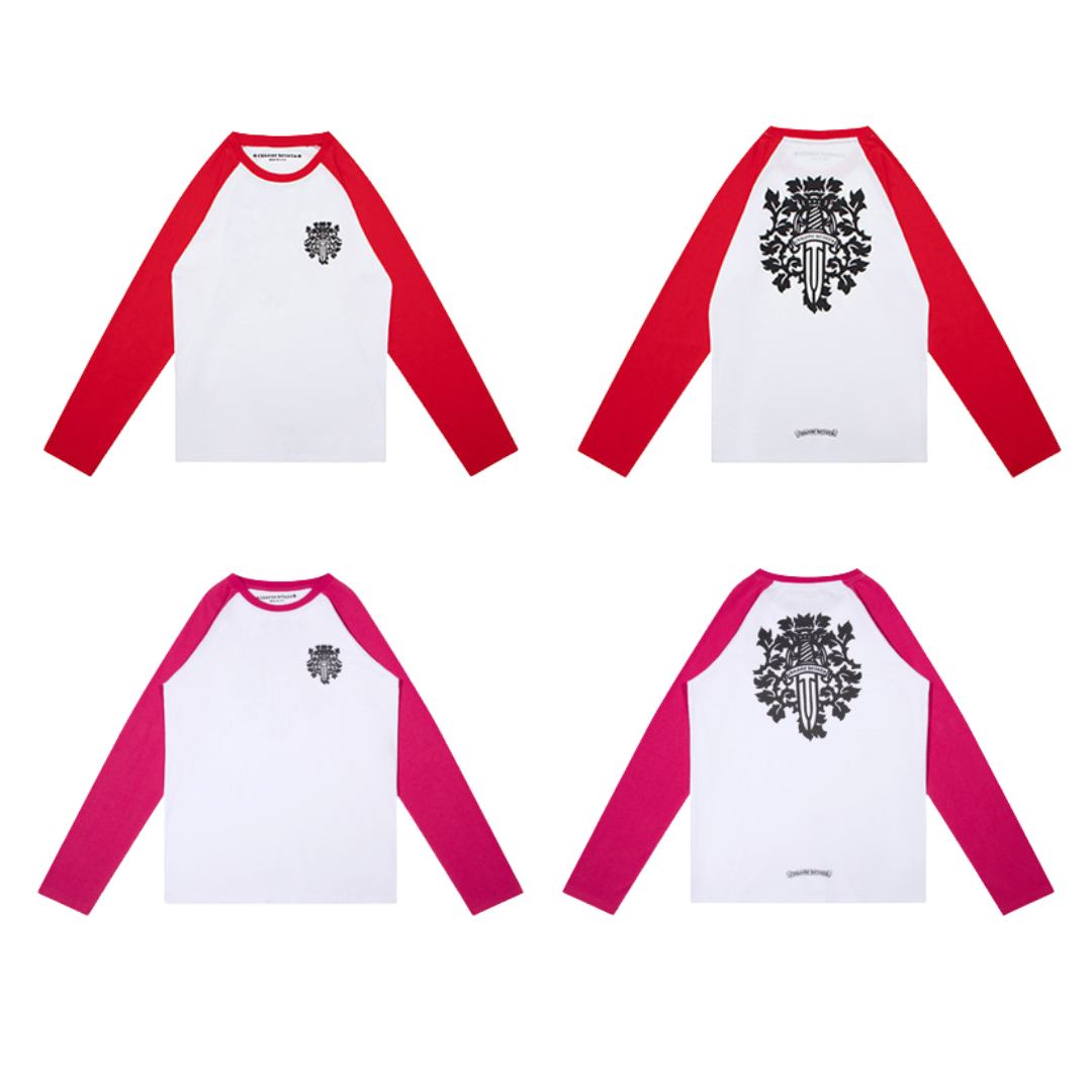 Chrome Hearts Tシャツ クルーネック 長袖 コットン オレンジ 
