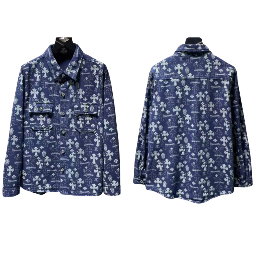 chrome hearts クロムハーツ クラシック 総柄 デニムシャツジャケット メンズ レディース ペア 人気