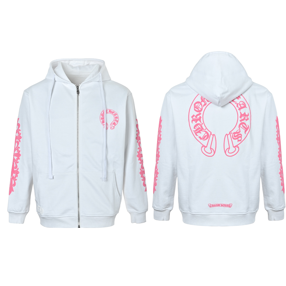 Chrome Hearts クロムハーツ ホワイト マゼンタ ホースシュー フーディー「ホワイト/ピンク」
