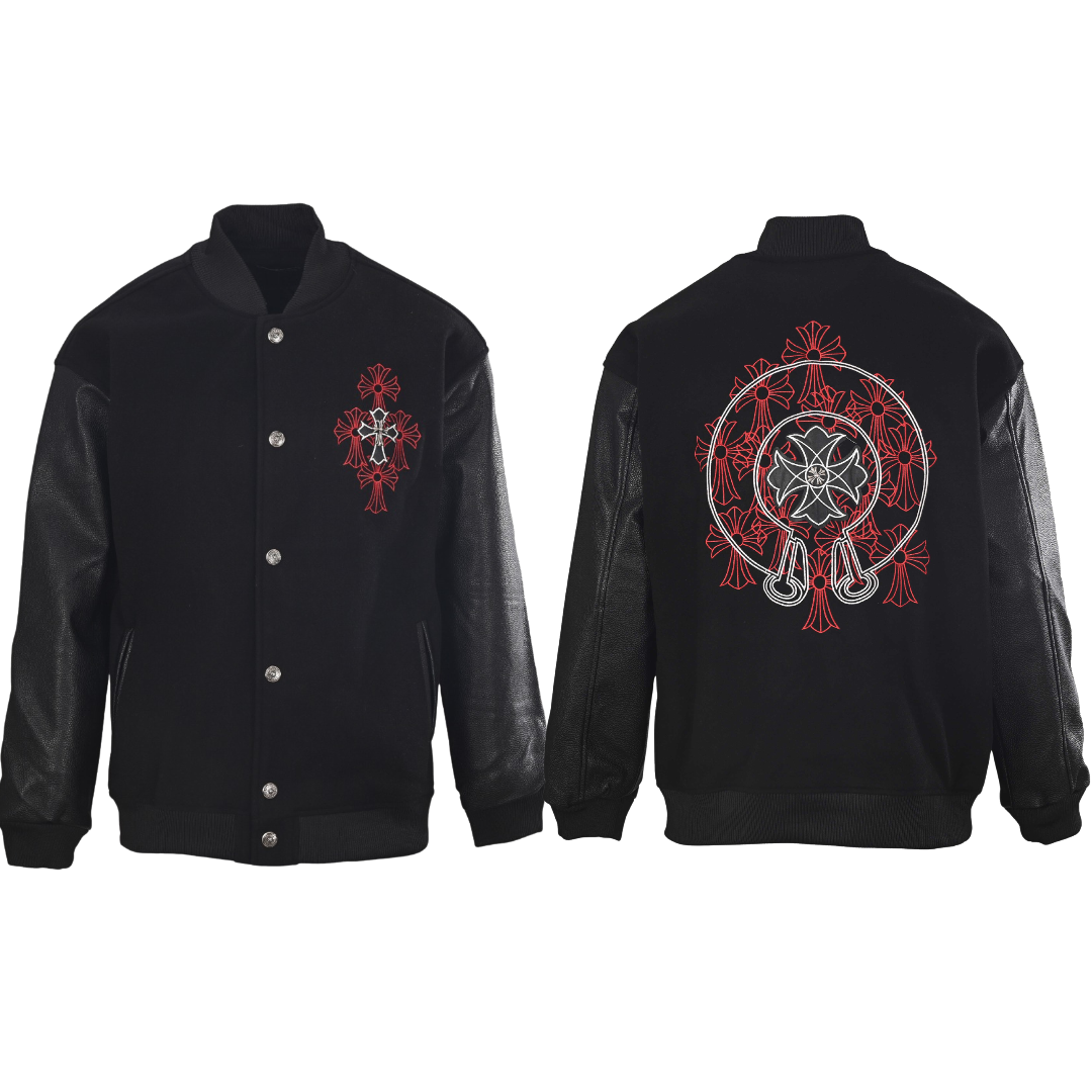 Chrome Hearts クロムハーツ レッドクロス ホースシュー レザースリーブ スタジャン ジャケット アウター