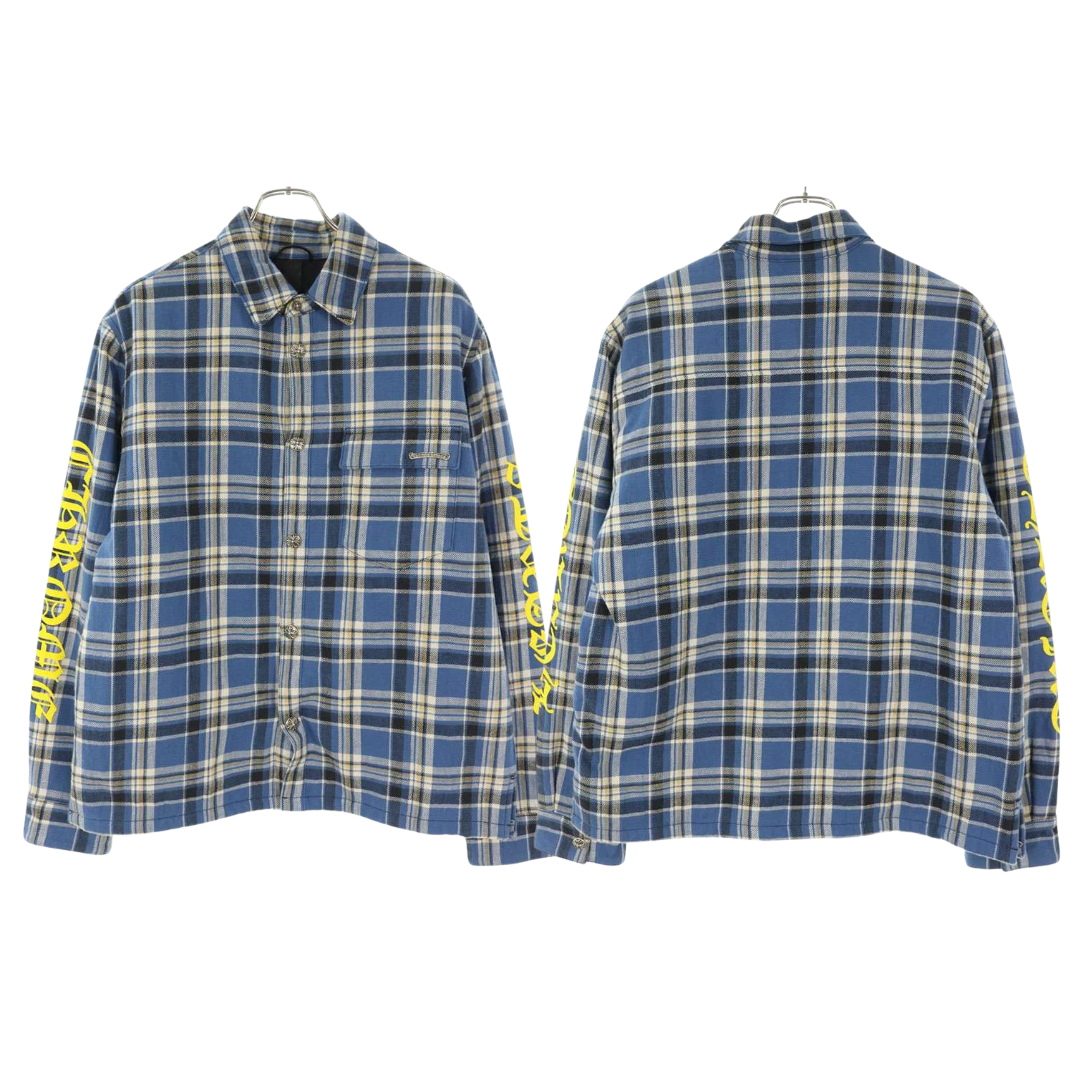 Chrome Hearts 袖ロゴプリントクロスボールボタンチェックシャツブルゾン WORKN JNKYD PLD