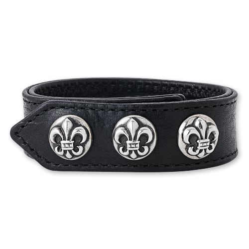 【CHROME HEARTS　クロムハーツ　Bracelet　ブレスレット】3ボタン2スナップレザーブレスレット
