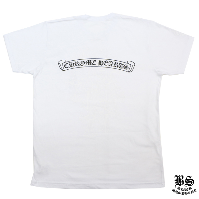 クロムハーツ メンズハーフスリーブポケットTシャツ スクロールラベル/セメタリークロス ホワイト