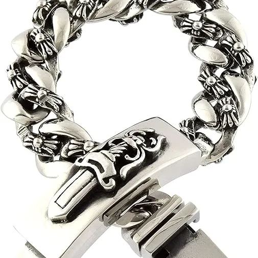 ブレスレット メンズ ダガー シルバー シルバーブレスレット 太め ステンレスブレスレット アレルギーに優しい ブレス かっこいい おしゃれ