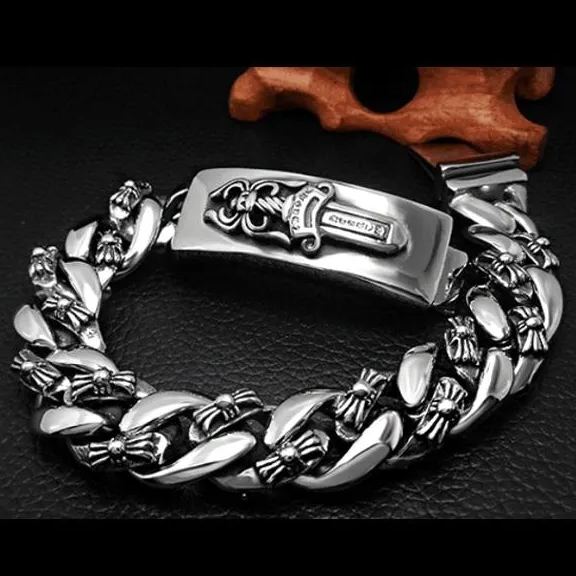 ブレスレット メンズ ダガー シルバー シルバーブレスレット 太め ステンレスブレスレット アレルギーに優しい ブレス かっこいい おしゃれ