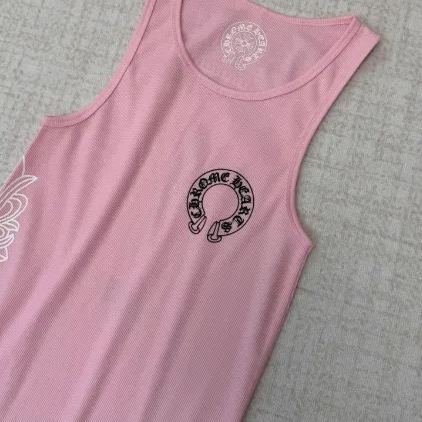 CHROME HEARTS (クロムハーツ)  デッドリードール リブ アートバーゼル フローラ ピンク リブ タンクトップレディース
